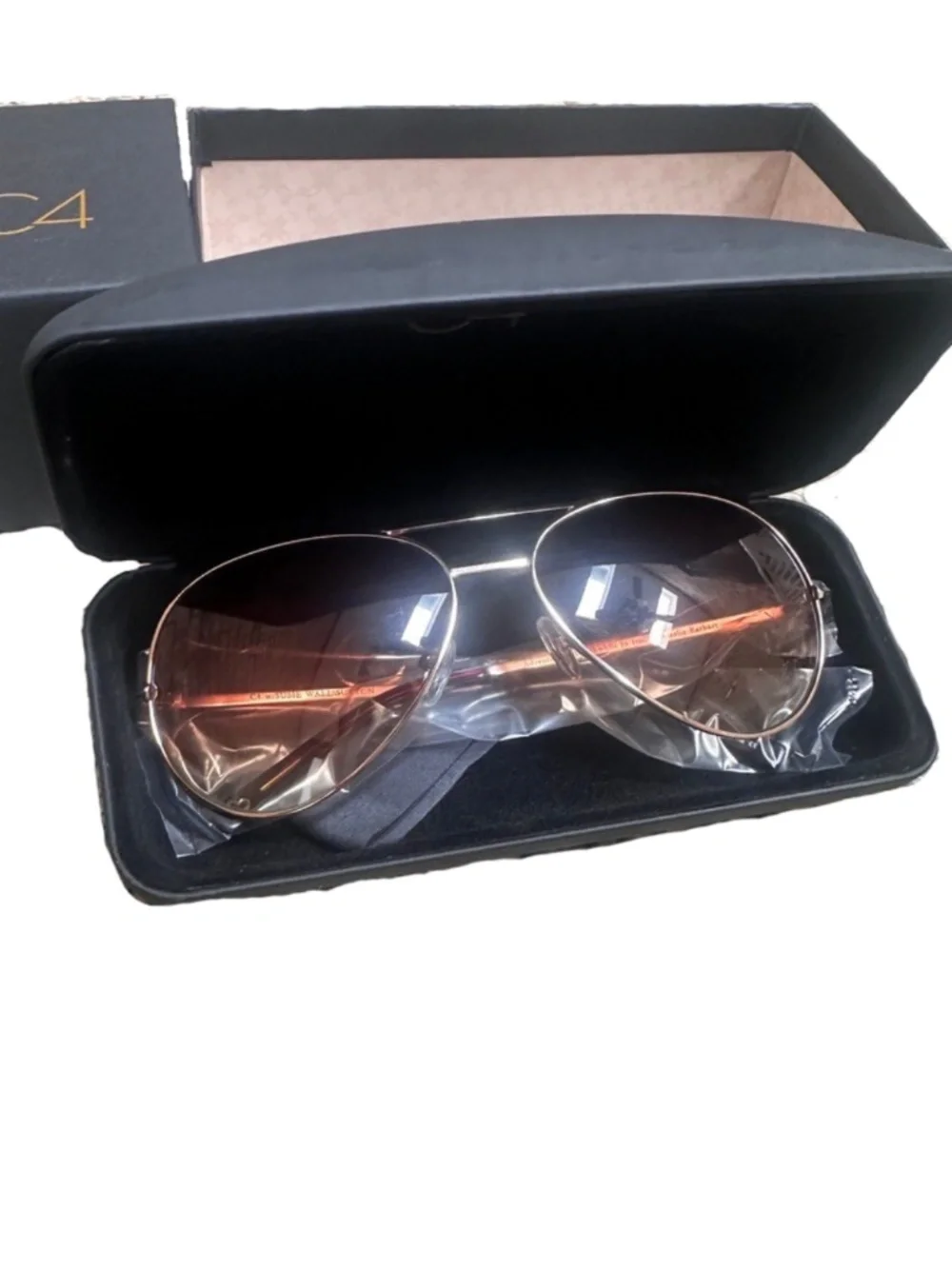 NEW C4 Gold and Brown Aviator Sunglasses
